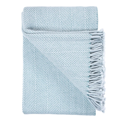 Aqua Blue Chevron Herringbone Fine Merino Sofa Throw Soft Blanket Woven Wool Blanket Designer Sofa Throw Natural Blanket Napping Blanket Decorative Throw Blanket Housewarming Gift