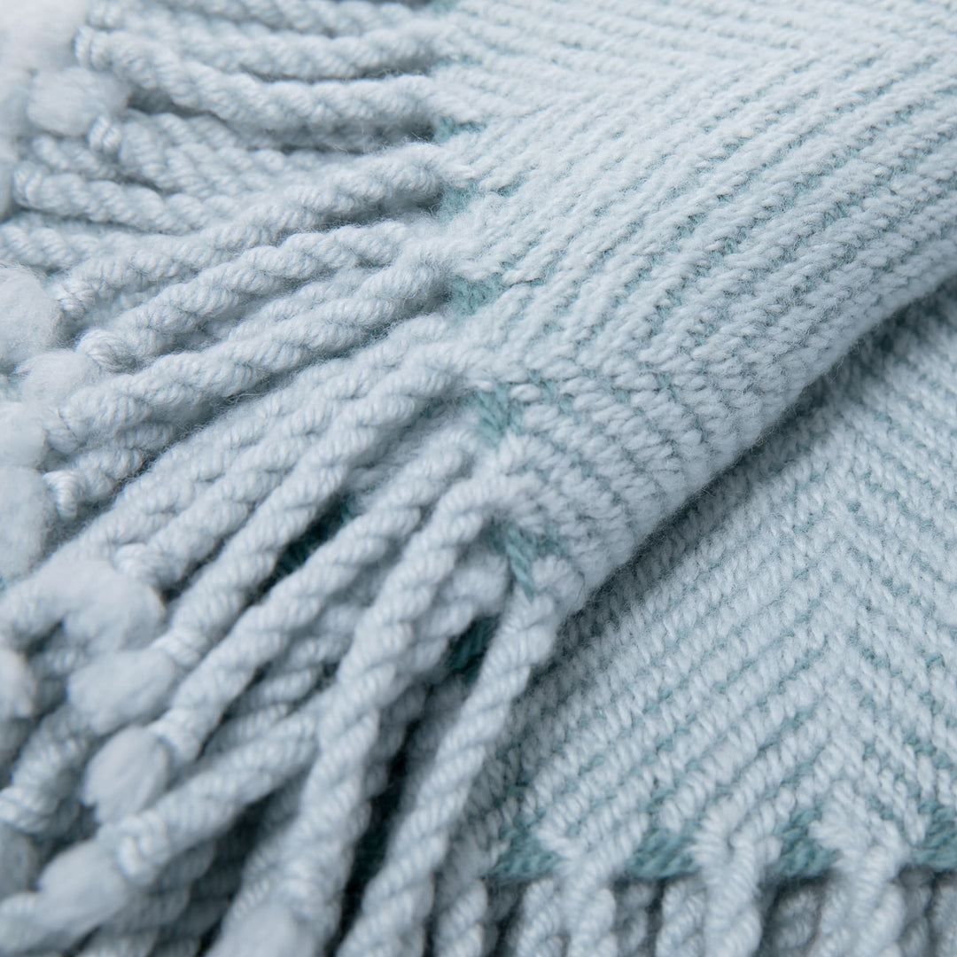 Olivia Softest Fine Merino Sofa Throw Blanket, Aqua Gray